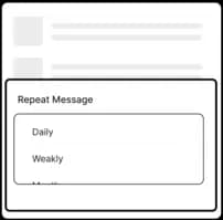 Options to repeat WhatsApp messages daily, weekly, or monthly on scheduling panel